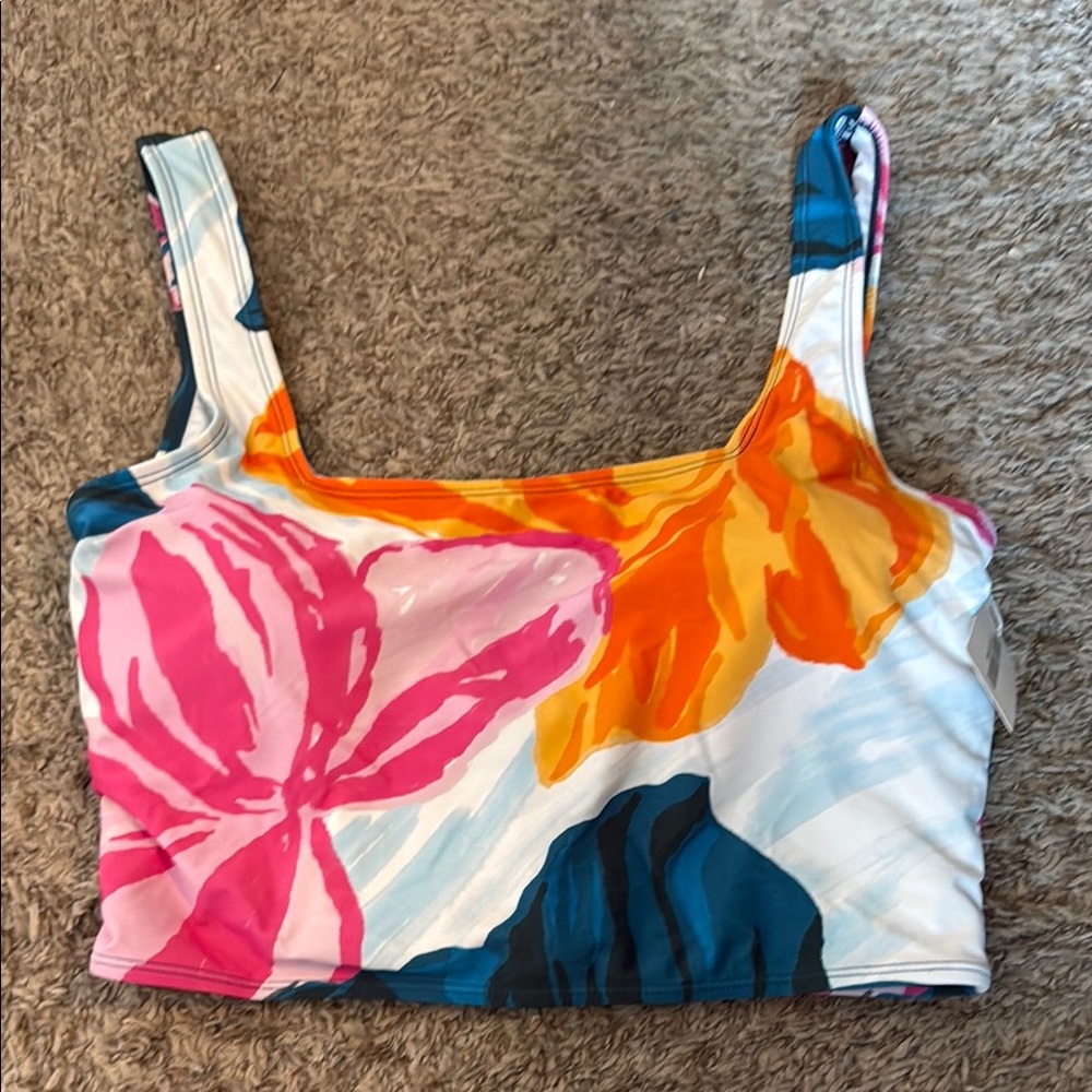 NWT Floral Square-Neck Bikini Top size XL